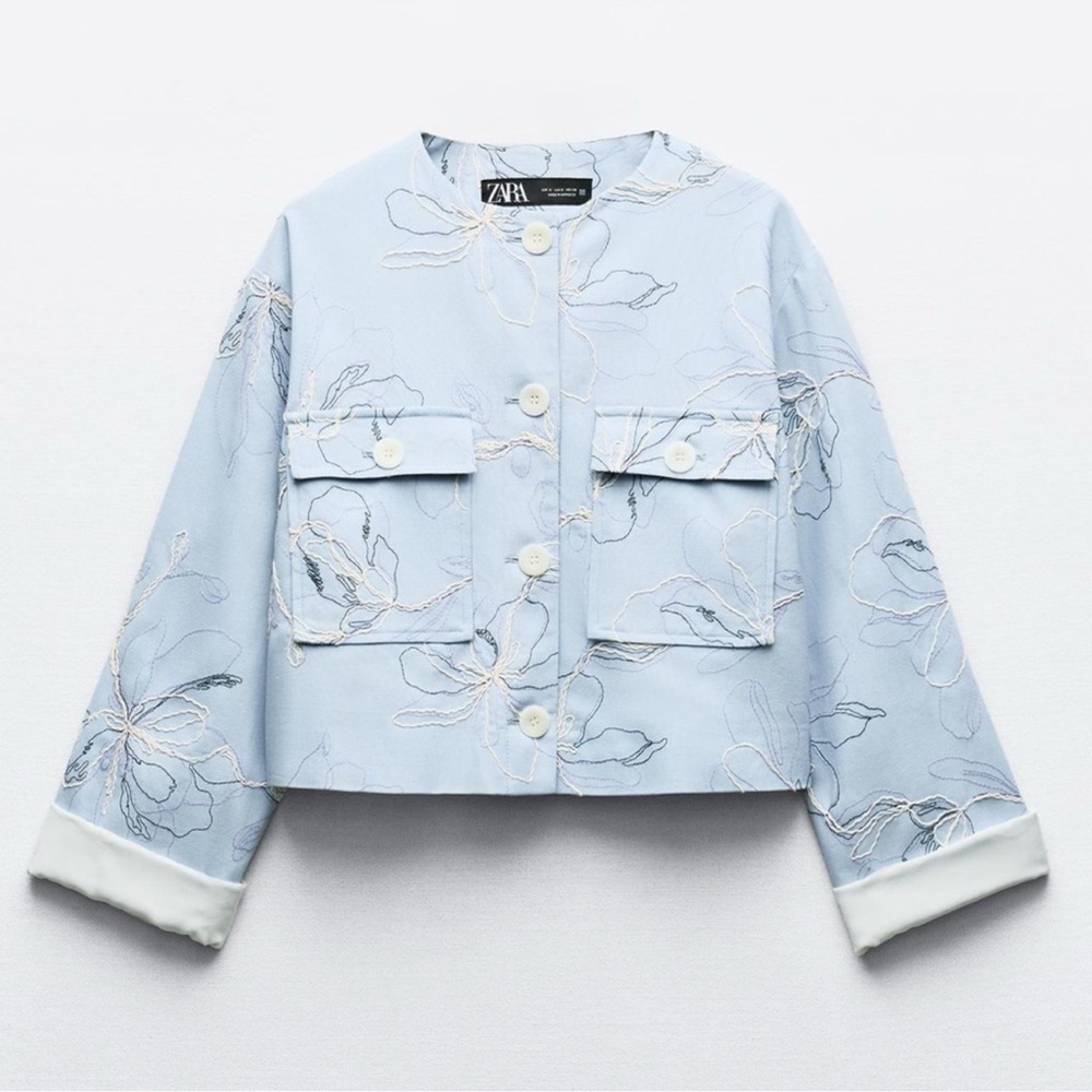 ZARA EMBROIDERED ROUND NECK JACKET - Picture 11 of 16